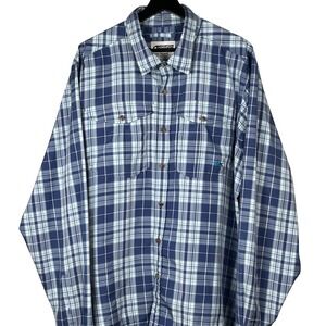 Mountain Khakis Men's Button Shirt Sz XL Blue Plaid Relaxed Fit Hiking Outdoors
